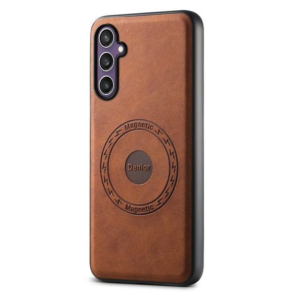Phone Case for Samsung Galaxy S24 Plus, Strong Magnetic Compatible with Mag-Safe, Vintage PU Leather Men Women Cover, Non-Slip Grip Shockproof Protective Bumper Case for Galaxy S24 Plus, Brown