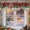 thumbnail image 6 of Christmas Tie Up Valances Curtain, Reindeer Sled Cottage Trees Plants Snowflakes Red Adjustable Rod Pocket Short Window Treatment Tie Up Curtains Valances for Kitchen Living Room Bathroom 42x18 In, 6 of 9