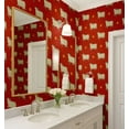 thumbnail image 2 of S4Sassy Cow Animal Print Wallpaper - Asian Style Wall Covering, 25" X 120" Self-Adhesive Vinyl Walls Paper, Decorative Wallwrap, Easy Diy Walls Covering For Bedroom, Living Room, Living Spaces - Red, 2 of 7
