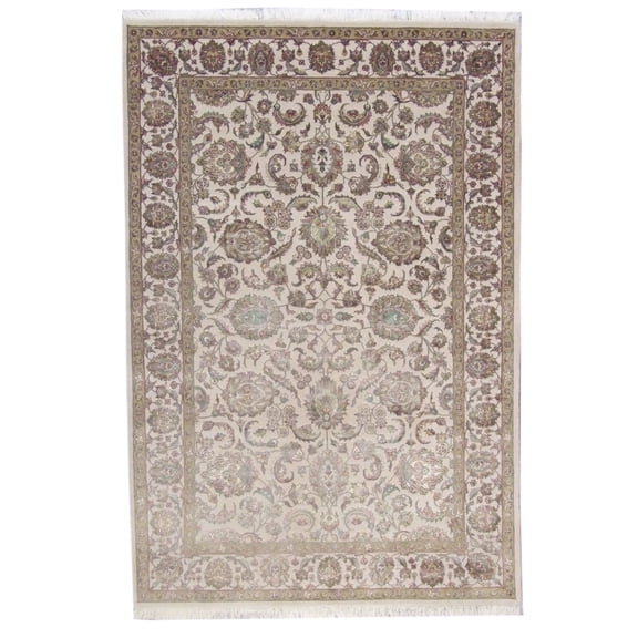 Wahi Rugs Hand Knotted Fine Transitional Jaipur Floral Design 6'0"x9'0" -W866