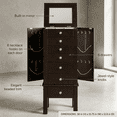 thumbnail image 5 of Hives & Honey - Crystal Standing Women's Wood Jewelry Armoire - Espresso, 5 of 8