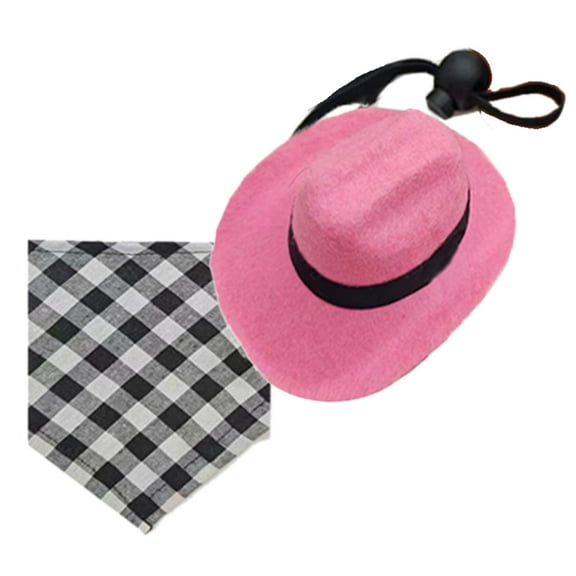 YIEMEEN Cowboy Hat for Rabbits Scarf Pet Triangular Scarf Plaids Bandana Supplies