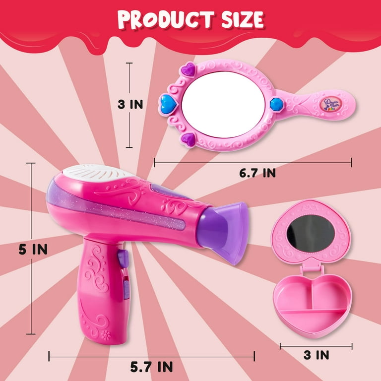 Kids Makeup Set For Girls Gifts Pretend Play Hairdressing Hair Simulation  Styling Tools Blow Dryer Beauty