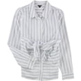thumbnail image 1 of GUESS Womens Keelin Striped Tie Button Up Shirt, White, Medium, 1 of 2