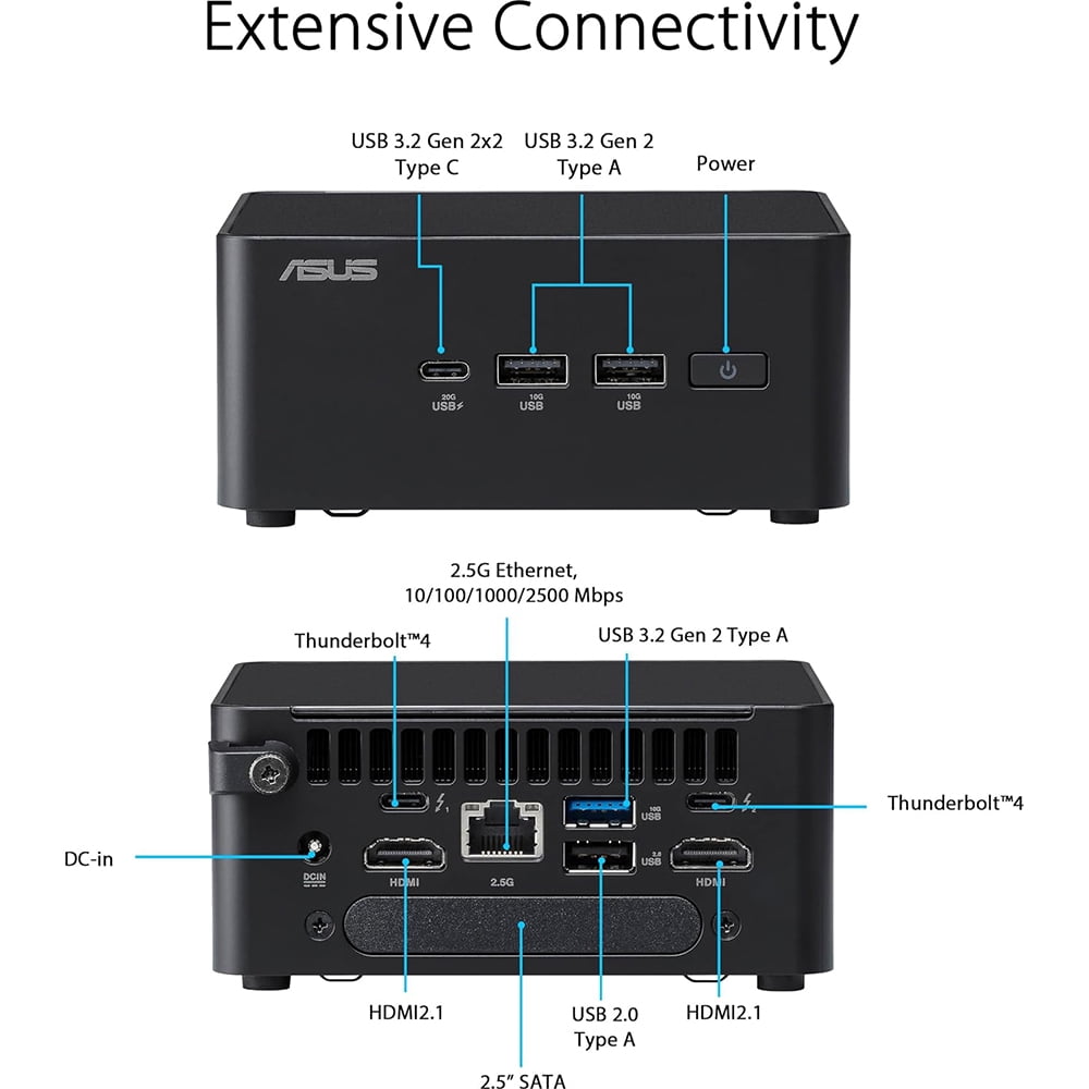 ASUS NUC14RVHi3 Barebone System - Mini PC - Socket BGA-1744, 90W