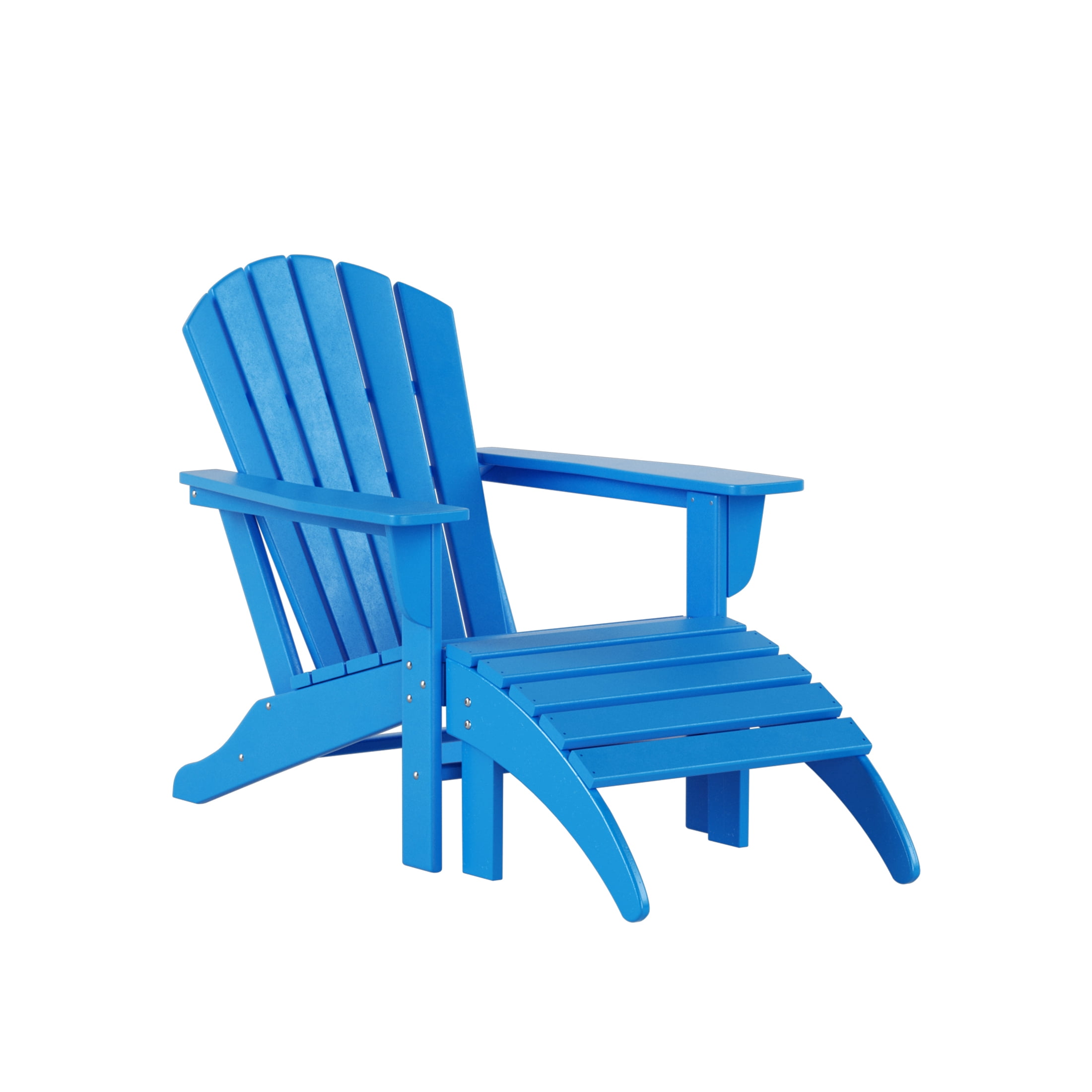 Westin Outdoor 4-Piece Adirondack Patio Chairs with Ottoman Footrest Set, Pacific Blue
