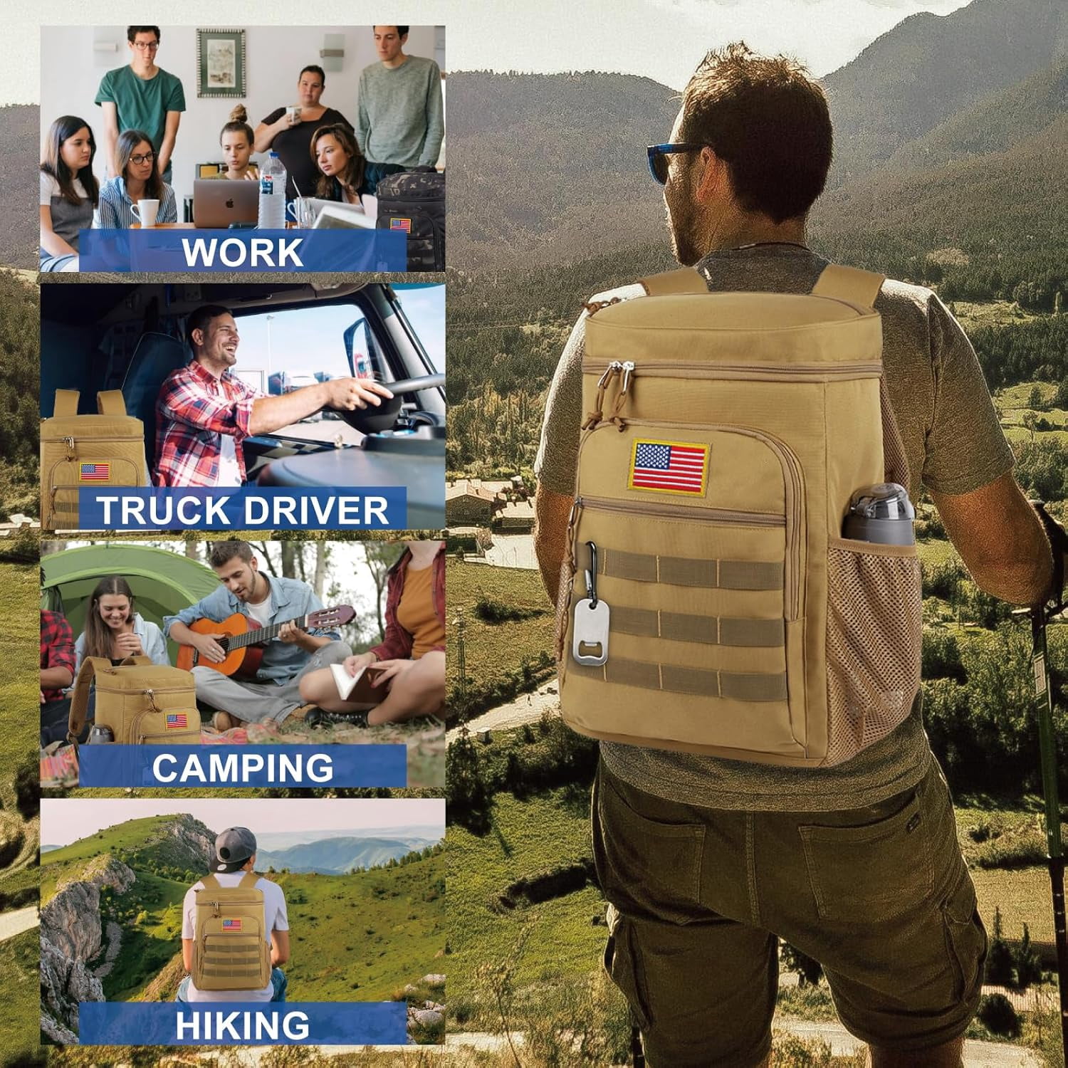 Backpack Cooler for Men, 25L Large Insulated Backpack Leak-Proof, Heavy Duty Lunch Backpack, Waterproof Ice Chest Bag Women Adults Work Daytrip Camping Picnic Bag