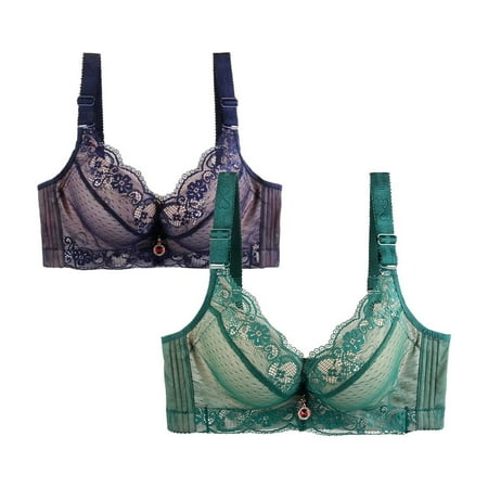 Clearance!Uooqdmx Bras for Women Push Up Bra of 2 Sports Bra Small Breathable Plus Sports Size Lace Bra Bras Comfortable Bras for Women Green(2PC) 6XL