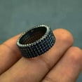 thumbnail image 4 of Men's Weddings Gift Band Ring 3Ct Round Cut Simulated Blue Sapphire 14K Black Gold Plated, 4 of 5