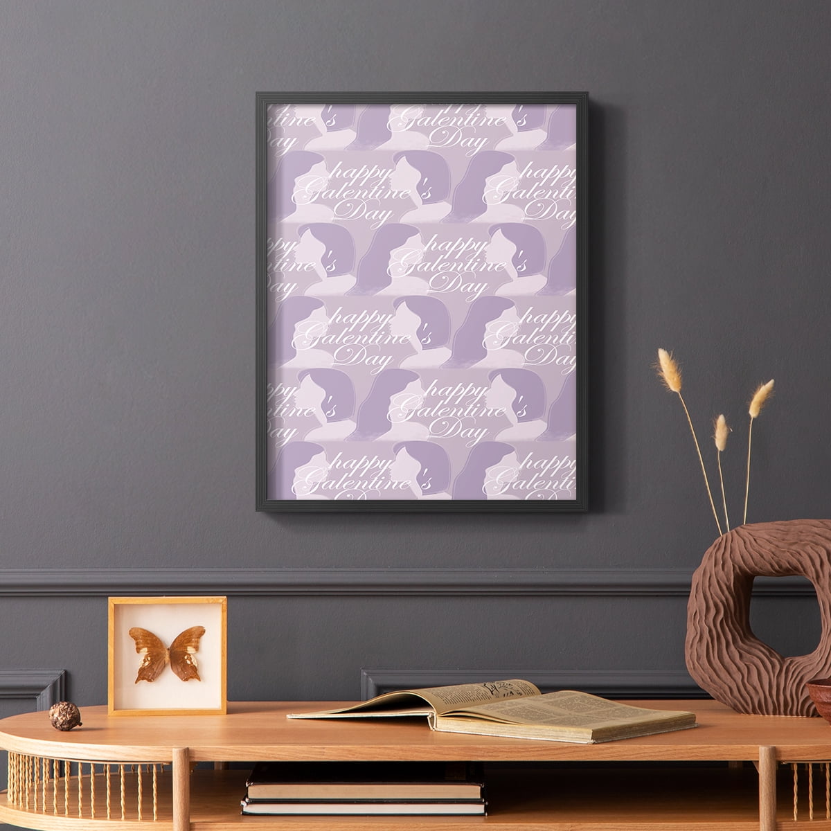 Happy Galentine's Day Collection E Framed Print in Black Solid Wood Framed Print No Nail Hanging
