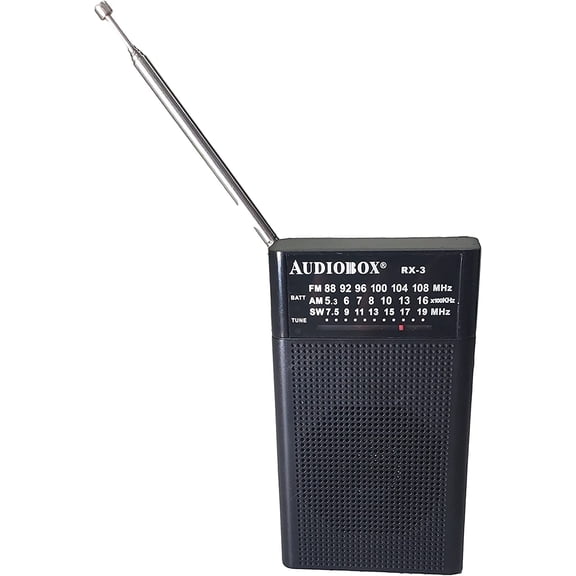 Audiobox Portable Radio | AM/FM, 2AA Battery Operated  for Indoor, Outdoor | Radio with Speaker & Headphone Jack