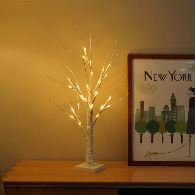 Kuymtek Lámpara de árbol de abedul blanco, decoración creativa para el hogar, rama luminosa, decoración de luz nocturna