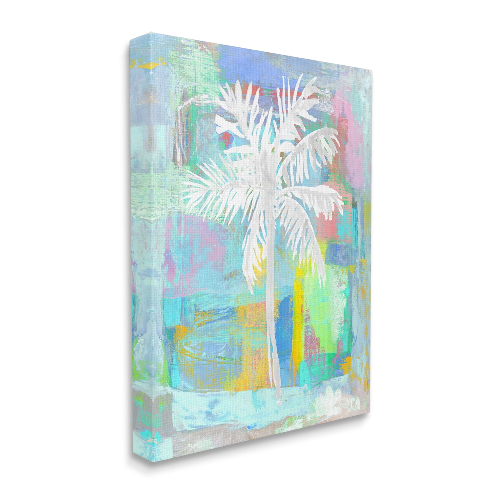 Stupell Industries Tropical White Palm Tree Vivid Brushstrokes Abstract Design Canvas Wall Art, 30 x 40, Design by Kristen Dew