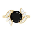 thumbnail image 5 of Rosec Jewels Nature Inspired Floral Ring, Black Spinel Ring with Diamond (7 mm), 14K Yellow Gold, US 13.00, 5 of 9