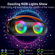 JYX Party Speaker, Waterproof Outdoor Speakers Bluetooth, Portable Boombox with DJ Lights for Pool Beach Party