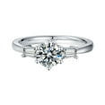 thumbnail image 4 of TwoBirch Platinum Plated 925 Sterling Silver 1 CT Moissanite Engagement Ring with Cubic Zirconia Baguette Side Stones (Size 9), 4 of 6