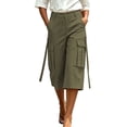 thumbnail image 6 of WAGUTH Womens High Waist Cargo Capri Pants Multi Strap Flap Pocket Loose Utility Cropped Pants for Street Daily Wear, 6 of 6