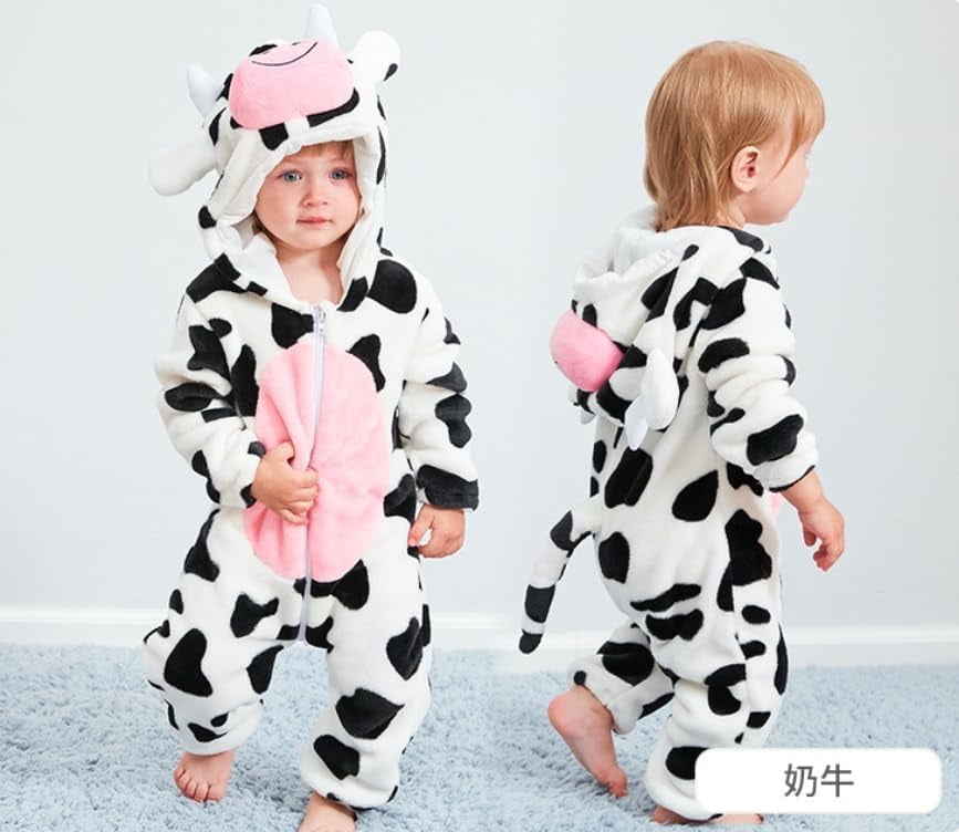 Unisex Baby Animal Onesie Flannel Hooded Romper for Infants Toddlers (0-3 Years) Winter Jumpsuit for Boys and Girls