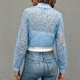 thumbnail image 5 of Idoravan Womens Lace Jacket Womens Cropped Lace Jacket Fashion Women Casual Zipper Lace Solid Long Sleeve Short Jacket Coat, 5 of 8