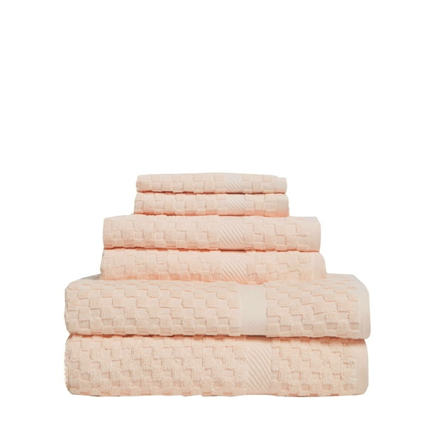 Waffle 6 Piece 100 Cotton Bath Towel Set In Petal Pink Walmart Com Walmart Com