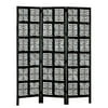Geometric Wood-Cut 3-Panel Room Divider - Black