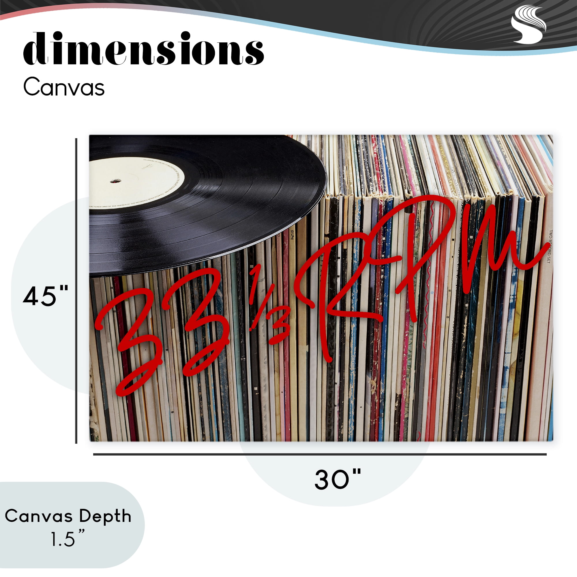 Stupell Industries Vinyl Record Stack Collection Canvas Wall Art, design by Lil' Rue