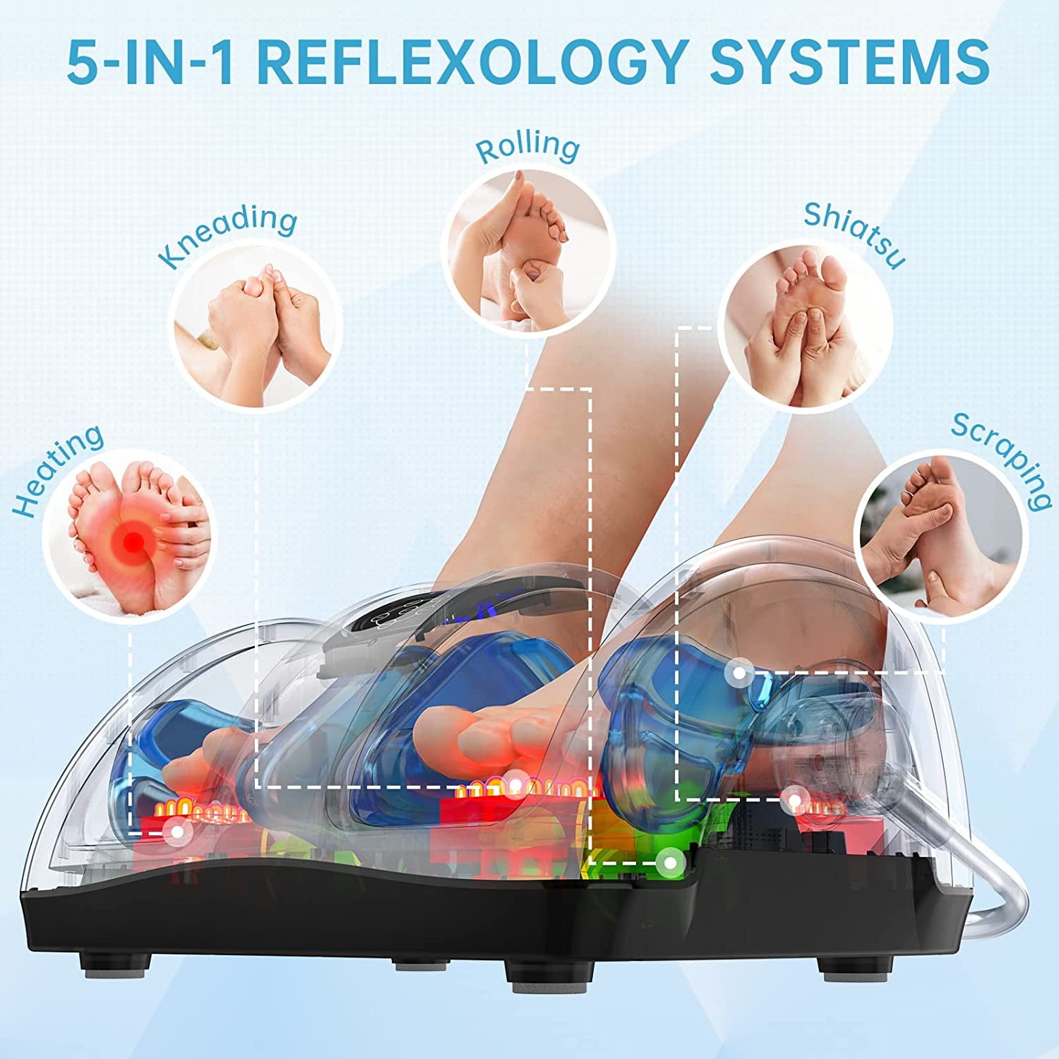 Tisscare Foot Massager - Foot Massager Machine with Airbag Compression, Deep Kneading Therapy Improve Foot Wellness - Gray