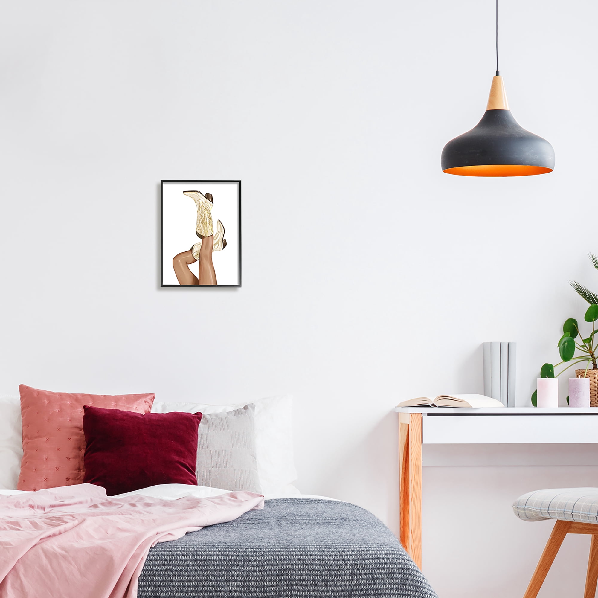 Stupell Country Cowgirl Boots Fashion Beauty & Fashion Painting Black Framed Art Print Wall Art