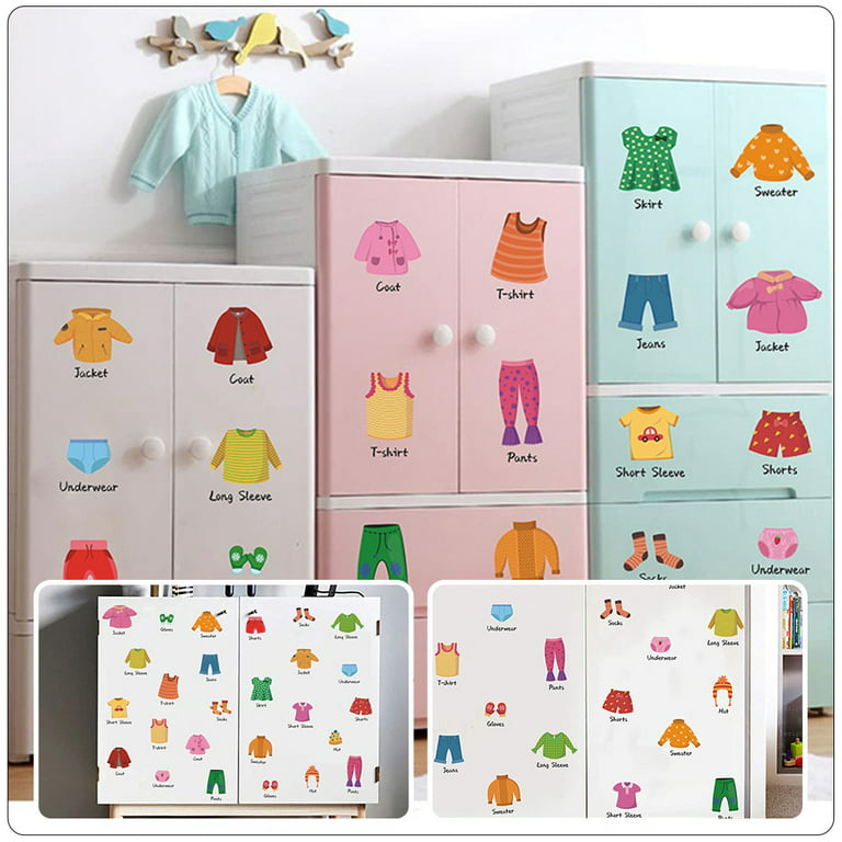 Bamsod Clothing Label Wardrobe Classification Tips Storage  Organizing Decals Kids Drawer Decor Sticker : Baby