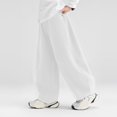 thumbnail image 2 of CPNG Girls and Boys Sweatpants Solid Color Elastic High Waist Wide Leg Sweat Pants Soft Daily Wear Casual Baggy Streetwear Pants, 2 of 5
