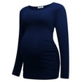 thumbnail image 4 of Bearsland Women's Long Sleeve Maternity Tops Casual Side Ruched Clothes Pregnancy Shirts 3-Pack,E-S, 4 of 5