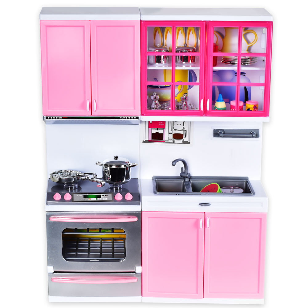 Modern Kids Play Kitchen,丨Kids Play Kitchen with Toy Accessories Set