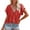 Red, variant on Women Blouses Floral V Neck Short Sleeve Drawstring Loose Button Down Shirts Pink Summer Gym Blouse XXL
