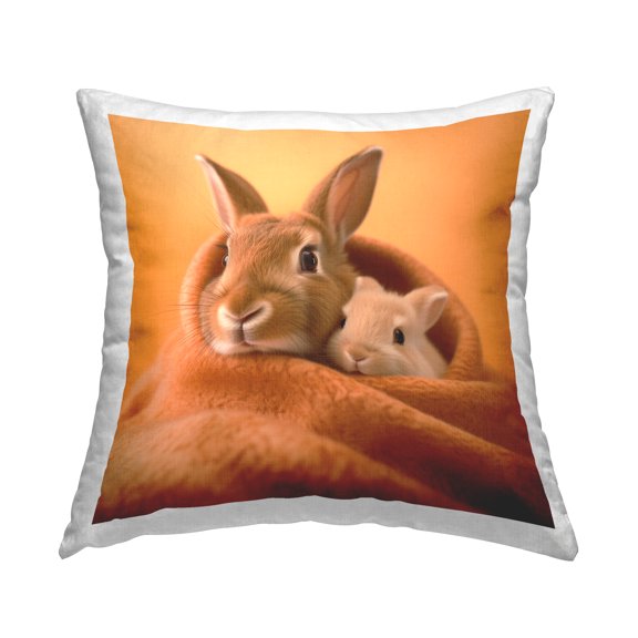 Stupell Industries Cuddling Baby Rabbits Decorative Printed Throw Pillow, 18 x 18