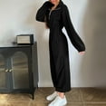 thumbnail image 6 of UPPADA Womens One Piece Jumpsuit Long Sleeve Half Zip Overall Wide Leg Fall Outfits Tracksuit Casaul Wear Black,L, 6 of 7