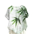 thumbnail image 4 of Weiqiqre Tenues de Vacances pour Femmes Col Rond Manches Courtes Tunique à Boutons T-shirt Blouse, 4 of 4