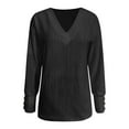 thumbnail image 4 of Women's Tops Dressy Casual V Neck Long Sleeve Buttons Hollow Out Lace Embroidered Blouses Shirts Shirt Juniors Women Plain Long Sleeve Shirts Apparel T Shirt Turtle Neck Tee Womens Work Out, 4 of 4