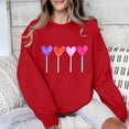 thumbnail image 2 of Penkiiy Chandails en Molleton de la Saint-Valentin Love Heart : Chandails en Molleton de la Saint-Valentin pour Femmes Décontracté Graphique Adorable Pull à Manches Longues TG Rouge, 2 of 7