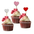 thumbnail image 5 of BE-TOOL 10Pcs Heart Cake Toppers Cupcake Stick Handmade Cake Decorations Double-Sided Glitter Paper Red, 5 of 8
