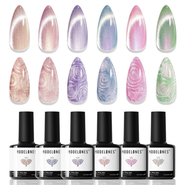Set de esmaltes de uñas en gel Modelones Pearl con 6 colores y imán