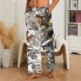 thumbnail image 2 of GrmtClth Men's Flannel Camo Lounge Pants Soft Thick Flannel Elastic Waist Flare Leg Daily Workout Sleep Sweat Pants Light Gray S, 2 of 6