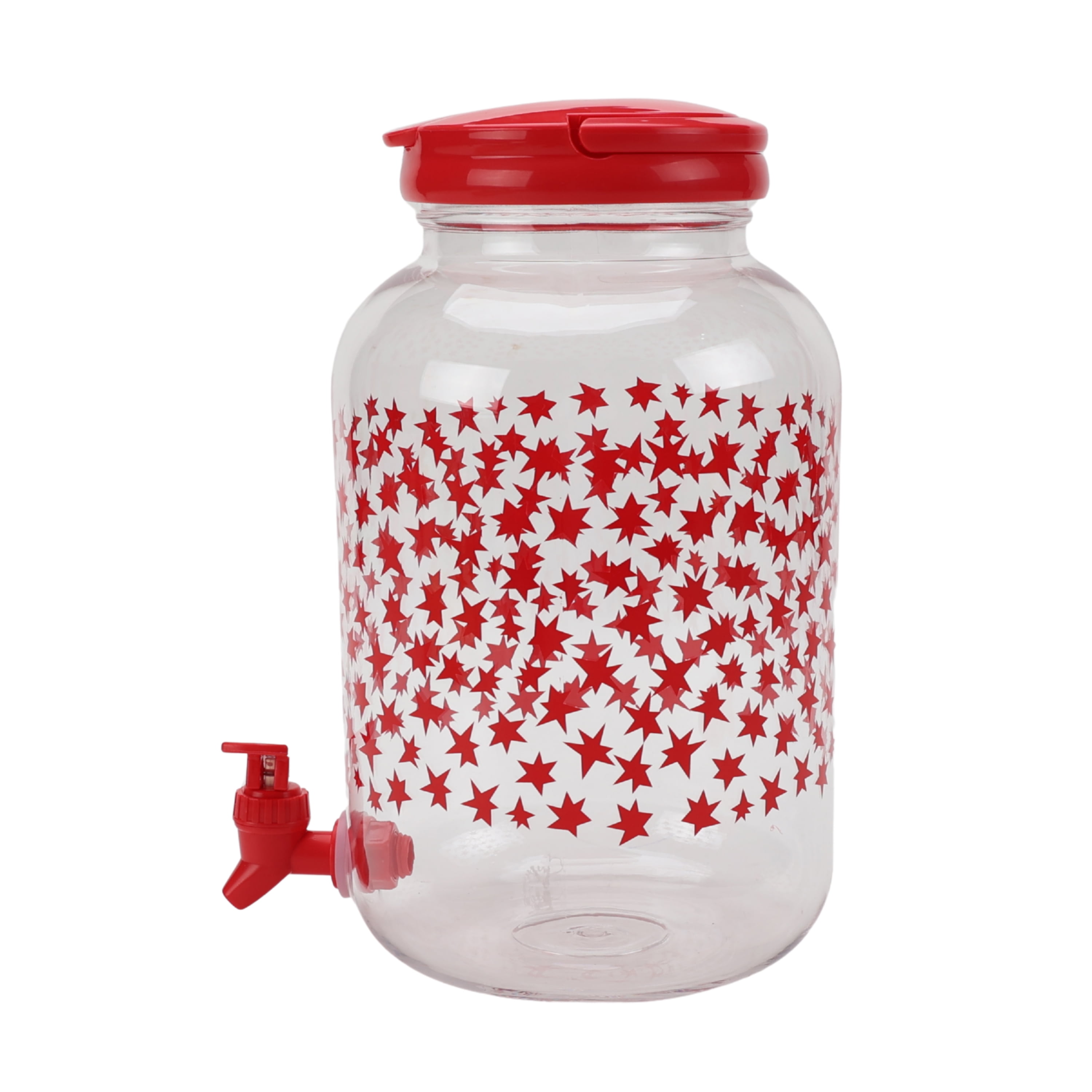 Mainstays 1.2-Gallon Acrylic Star Beverage Dispenser, Red