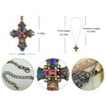 thumbnail image 6 of Ornate Antique Golden Tone Colorful Rhinestone Cross Pendant Necklace, 6 of 6