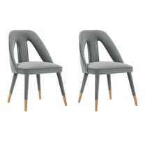 Manhattan Comfort Neda Solid Wood Base Dining Chair in Gray - Set of 2