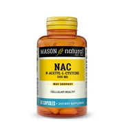 MASON NATURAL NAC N-Acetyl L-Cysteine 500 mg - Supports Cellular Health, Immune System Booster, for General Wellness, 60 Capsules
