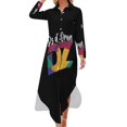 thumbnail image 2 of de Oran's dz 2 - proud to be Oran Long Sleeved Shirt Dress women's summer dress long dress women, 2 of 7