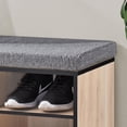 thumbnail image 3 of Kings Brand Furniture Apollo 9-Cube Shoe Organizer – Adjustable Shelves for Entryway & Closet Storage, Oak Finish with Black Edge, 3 of 5