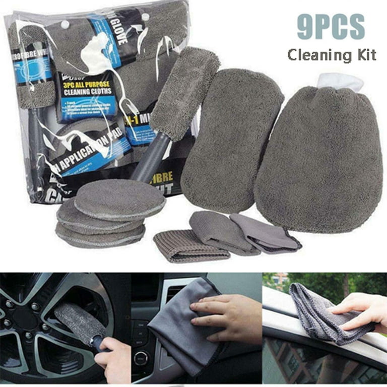 9pcs Car Wash Cleaning Kits Microfiber Auto Detailing Washing