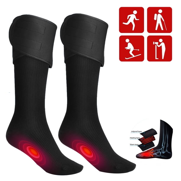 Calentadores de pies eléctricos, 1 par de calcetines calentados con batería recargable, calentadores de piernas, calcetines de invierno muy recomendados
