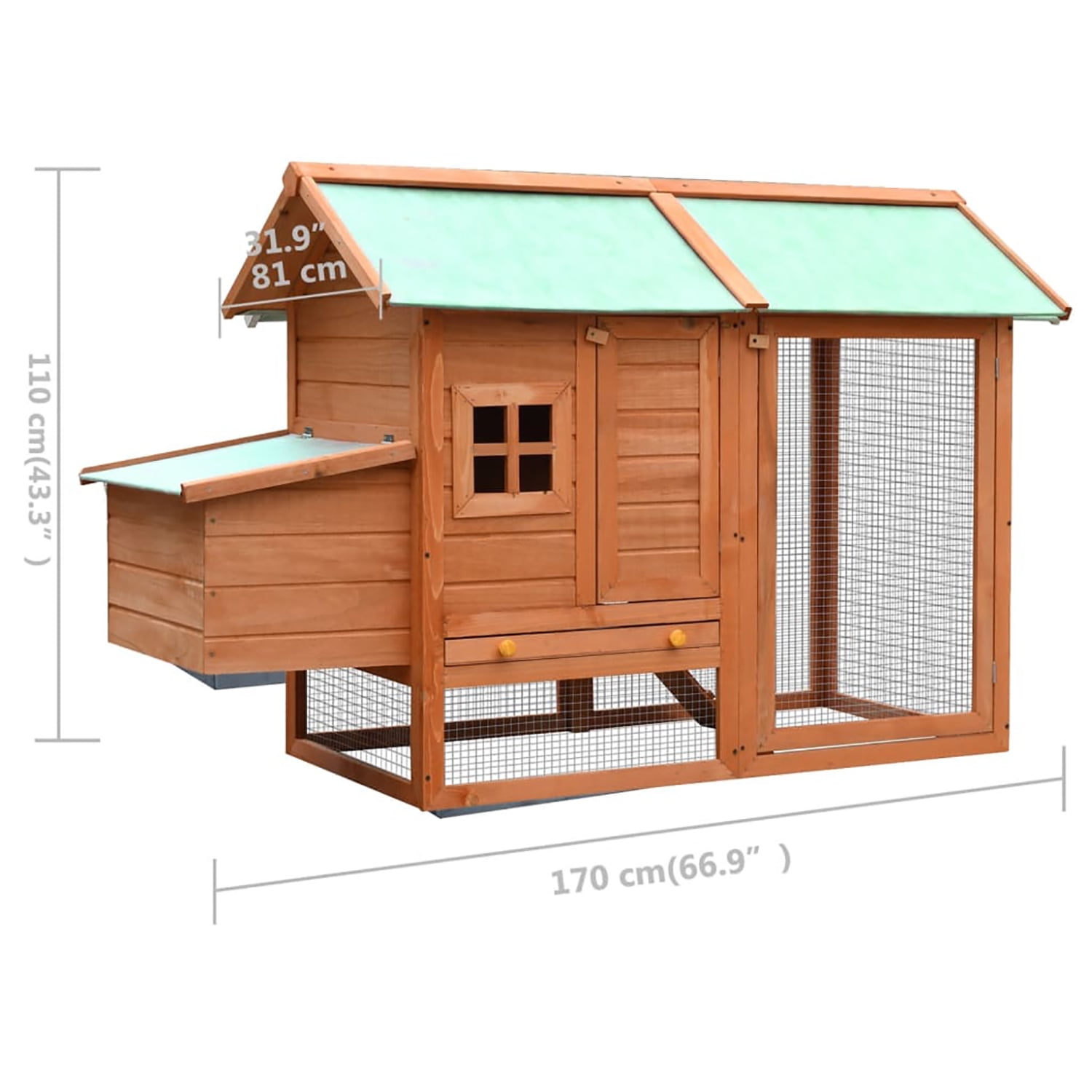 Pefilos 66.9" Chicken Cage for Outdoor Solid Pine & Fir Wood Rabbit Hutch, Orange Pefilos 66.9" Chicken Cage for Outdoor Solid Pine & Fir Wood Rabbit Hutch, Orange
